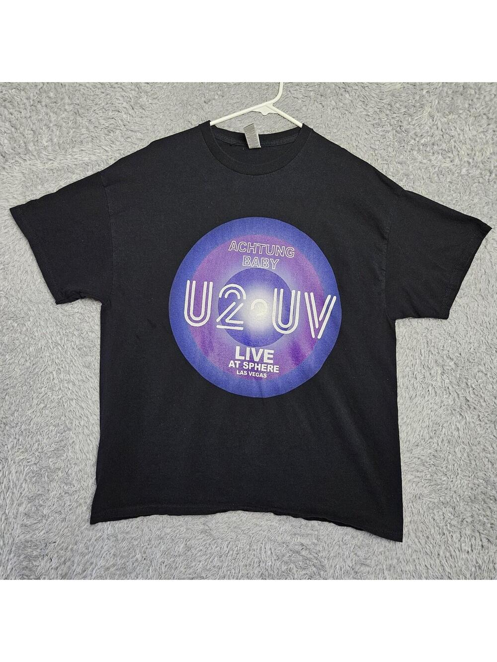 U2 Band T Shirt XL Live at Sphere Las Vegas Gildan Heavy Cotton Black *Dots